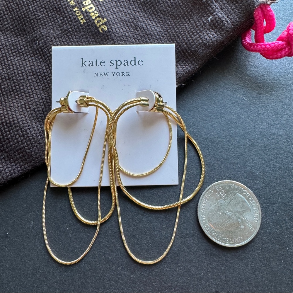 🌱 Kate Spade Know The Ropes Large Snake Chain Hoops - Picture 3 of 6